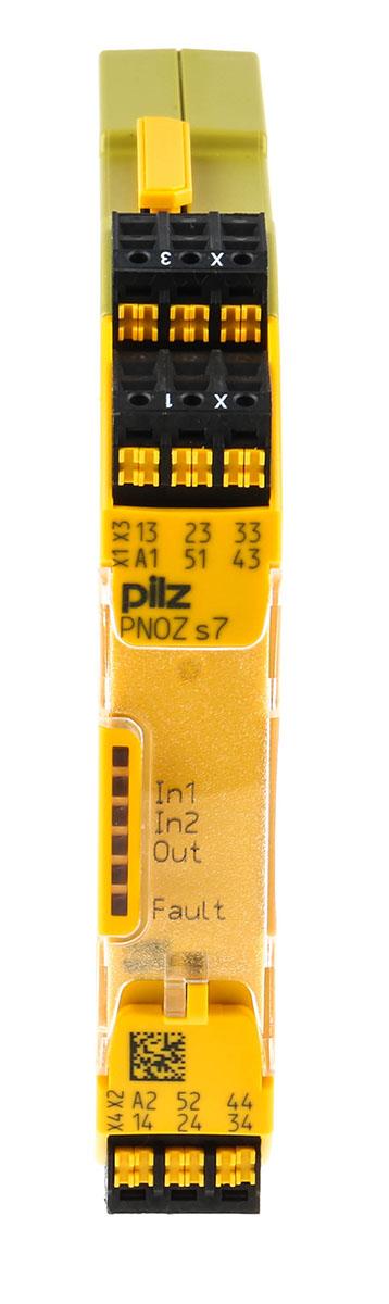 Produktfoto 1 von Pilz Sicherheitsrelais, 24V dc, 2-Kanal, 4 Sicherheitskontakte Sicherheitsschalter, 1 Hilfsschalter, 4 ISO 13849-1,