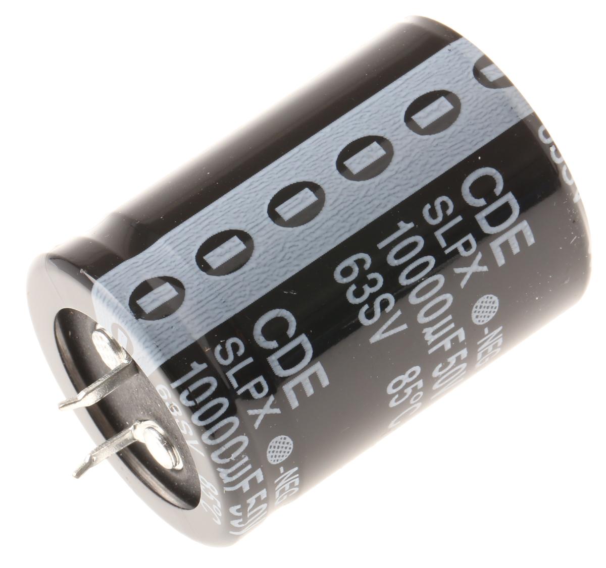 Produktfoto 1 von Cornell-Dubilier SLPX Snap-In Aluminium-Elektrolyt Kondensator 10000μF ±20% / 50V dc, Ø 30mm x 40mm, +85°C