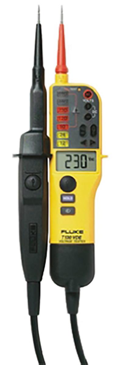 Produktfoto 1 von Fluke T130 LCD Spannungsprüfer mit Durchgangsprüfung, CAT III 690V, DKD/DAkkS-kalibriert