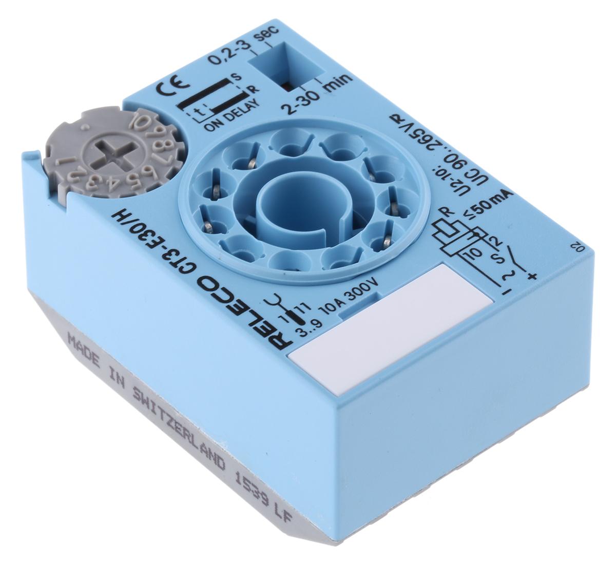 Releco CT3-E Zeitrelais, Steckanschluss , 0.2 → 30 min, 0.2 → 30s, 90 → 265V ac/dc Einfach