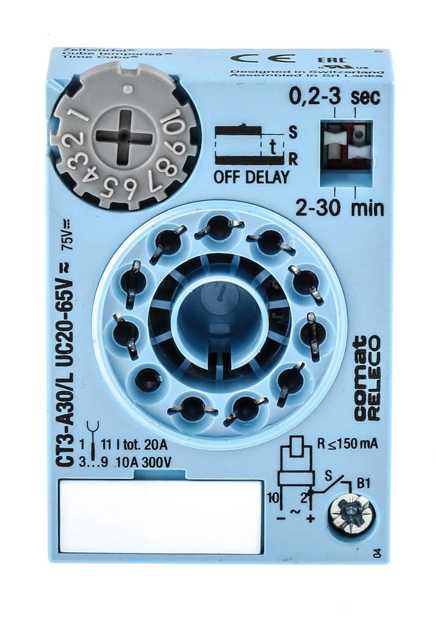 Produktfoto 1 von Releco CT3-A Zeitrelais, Steckanschluss , 0.2 → 30 min, 0.2 → 30s, 20 → 65V ac/dc Einfach