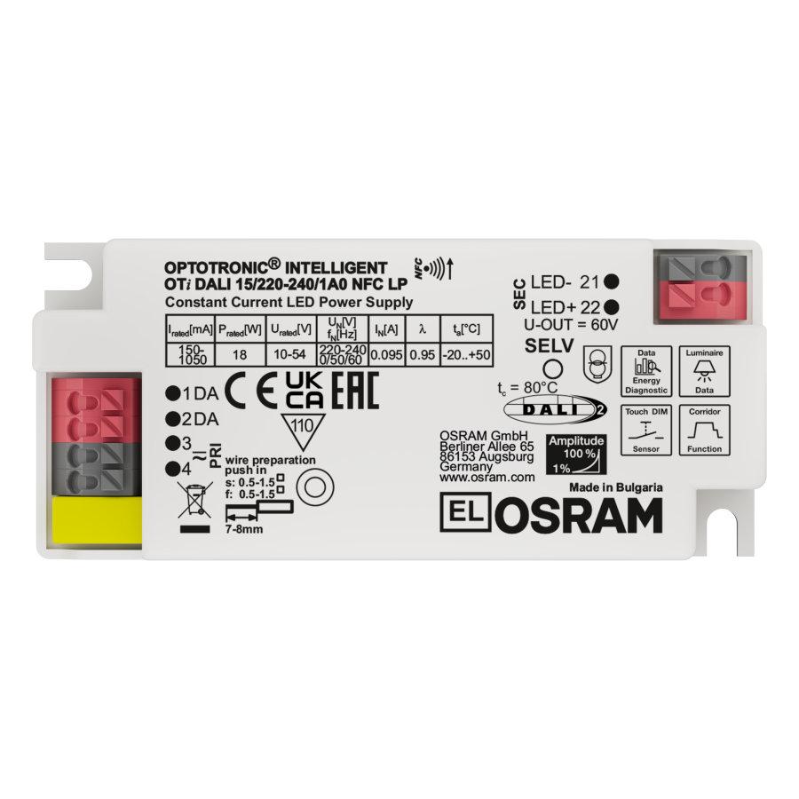 Produktfoto 1 von Osram LED Konstantspannungs-Treiber 220 → 240 V LED-Treiber, Ausgang 7.5-54V / 150 → 1050mA, Dimmbar