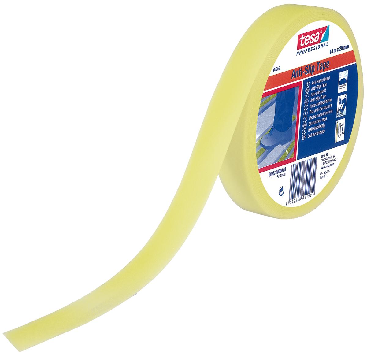 Produktfoto 1 von Tesa PVC Antirutschklebeband Gelb Typ Rutschhemmendes Band, Stärke 0.81mm, 25mm x 15m