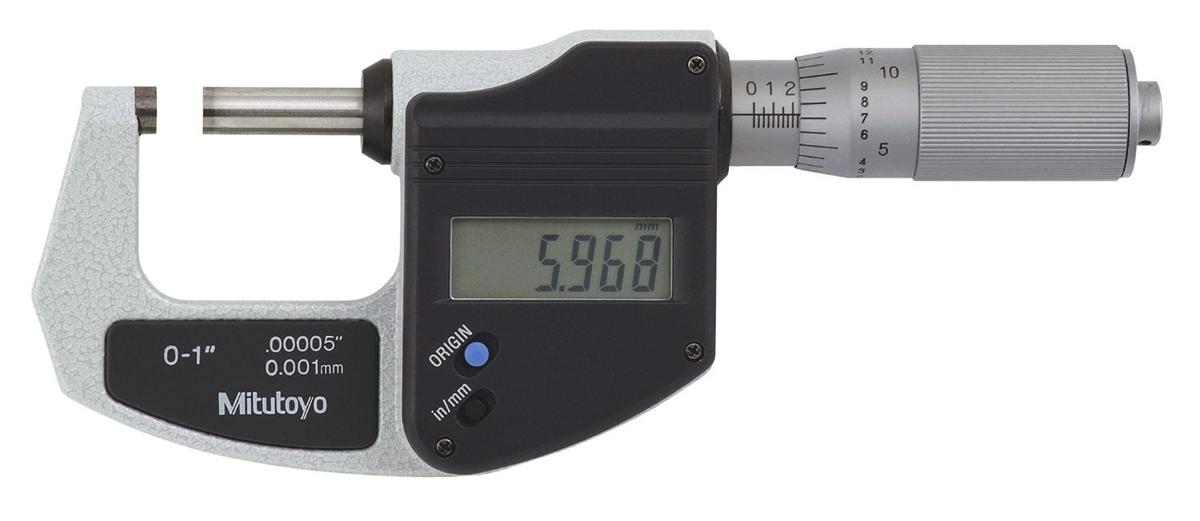 Produktfoto 1 von Mitutoyo Digital Mikrometer Außen-Messschraube  metrisch, zöllig, 0Zoll bis 1Zoll / ±0,0001  Zoll, ISO-kalibriert