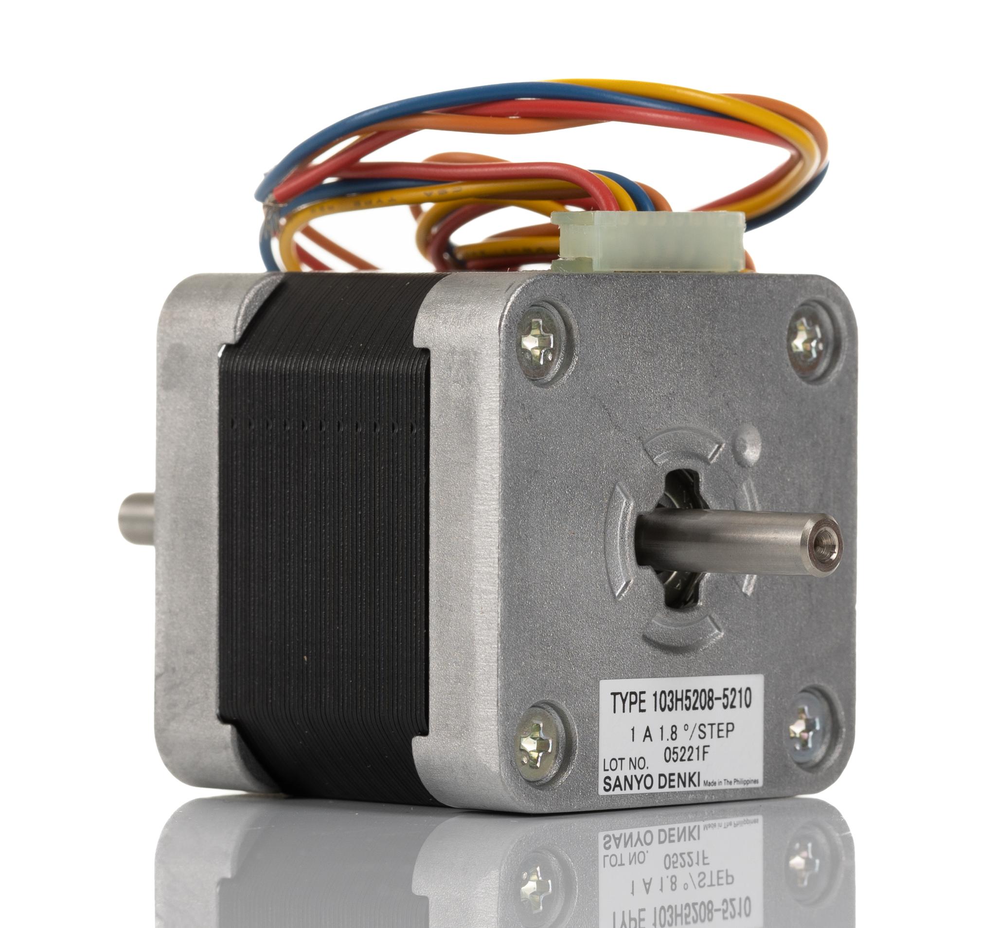 Sanyo Denki 103H5 Hybrid, Doppelwelle 1.8° Schrittmotor 24 V / 1 A 0.39Nm 4-adrig, 42 x 42mm Wellen-Ø 5mm