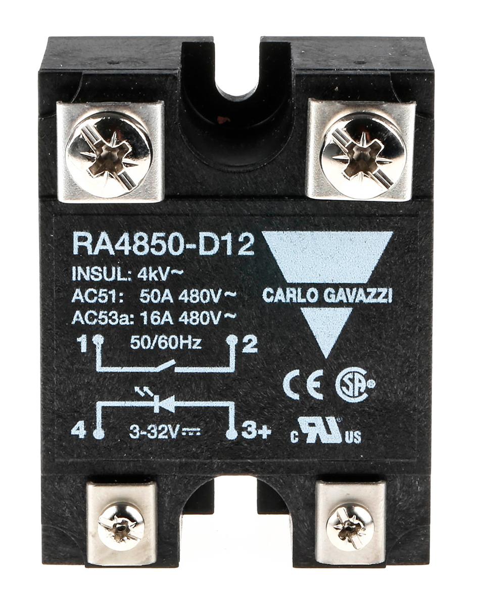 Carlo Gavazzi RA 48 Tafelmontage Halbleiterrelais mit Nulldurchgang 530 V ac / 50 A