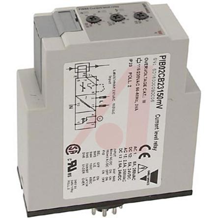 Produktfoto 1 von Carlo Gavazzi PIB02 Überwachungsrelais Maximal 4 V AC, 150 mV ac/dc 1-phasig, 1-poliger Wechsler Überstrom, Unterstrom