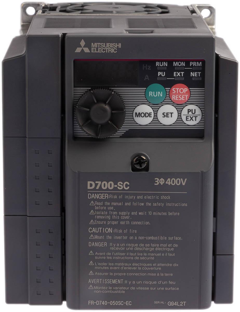 Produktfoto 1 von Mitsubishi FR-D740, 3-Phasen Frequenzumrichter 2,2 kW, 400 V ac / 5 A 0.2 → 400Hz für Wechselstrommotoren