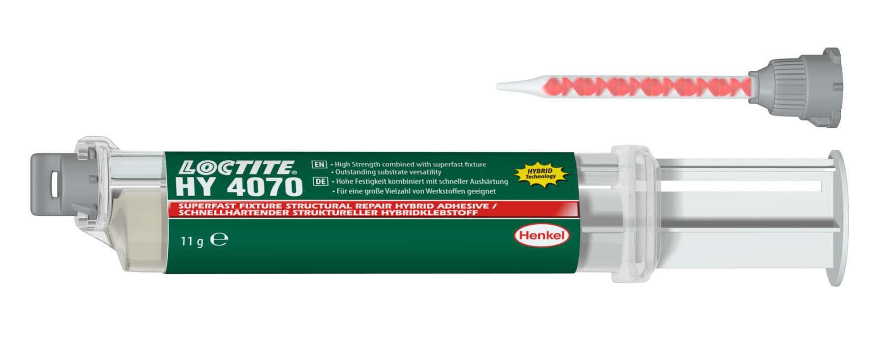 Produktfoto 1 von Loctite HY 4070 2K Epoxidkleber Flüssig Gelb transparent, Doppelkartusche 11 g, für Metall, Kunststoff, Gummi