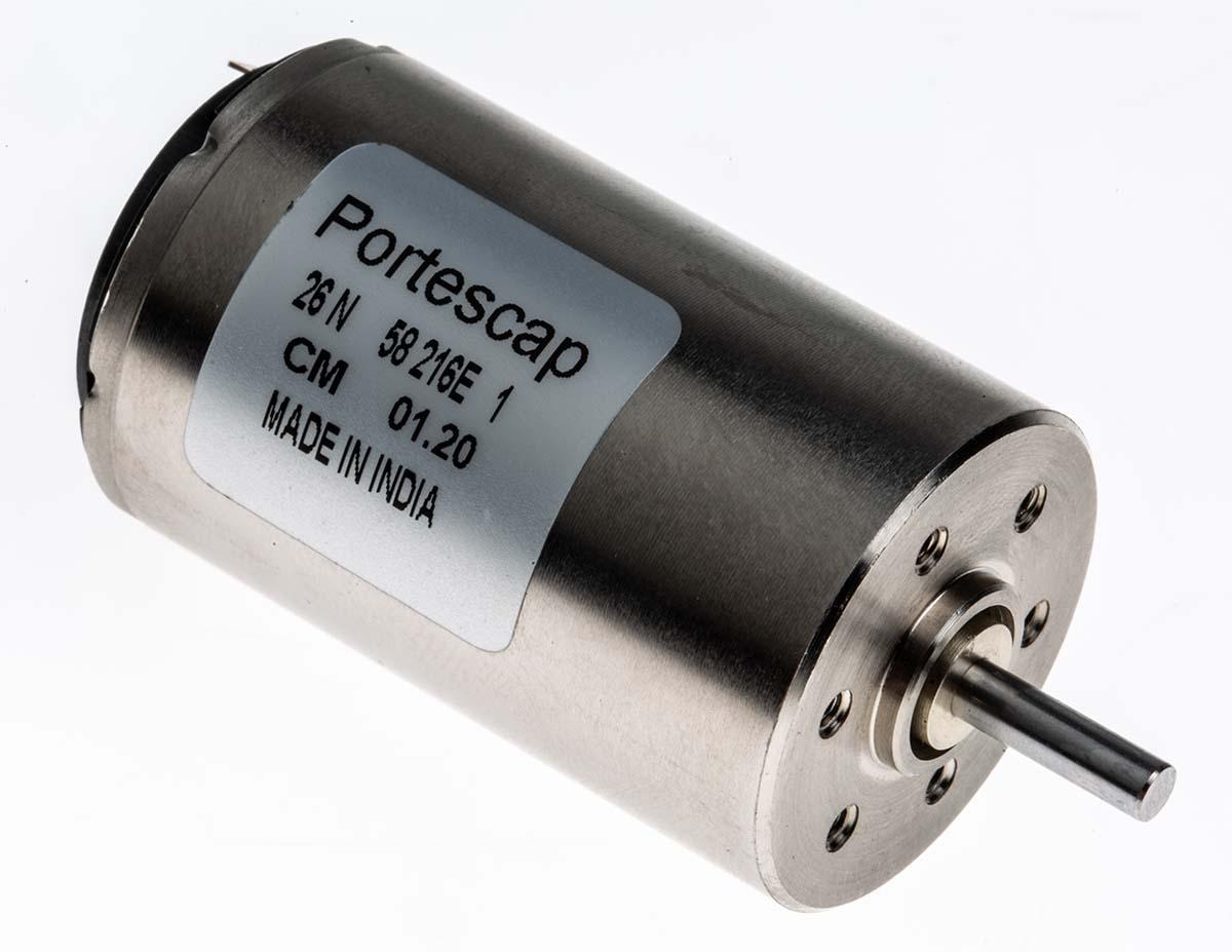 Produktfoto 1 von Portescap Bürstenmotor bis 17,3 mNm, 12 V dc / 5,75 W, , Wellen-Ø 3mm x 43.3mm