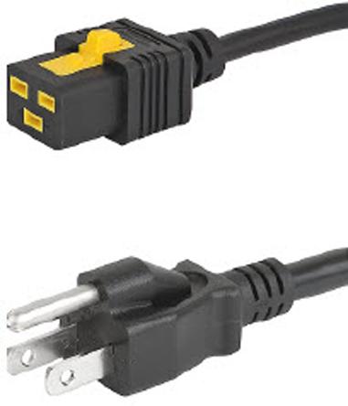 Produktfoto 1 von Schurter Netzkabel, A IEC C19 / Buchse, B Japanischer Stecker Typ B / Stecker, 16 A, 2m Schwarz 250 V