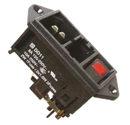 Produktfoto 1 von Schurter IEC-Steckverbinder C14 250 V, Tafelmontage, Stecker, 2 Sicherung/en / 10A, Steckverbinder, 2-polig