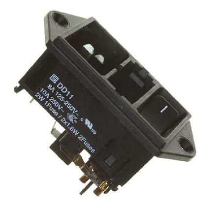 Produktfoto 1 von Schurter IEC-Steckverbinder C14 250 V, Tafelmontage, Stecker, 2 Sicherung/en / 10A, Steckverbinder, 2-polig