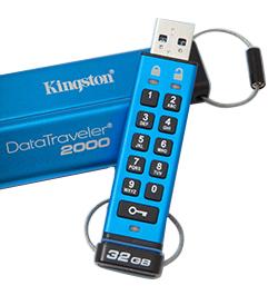 Produktfoto 1 von Kingston, USB-Stick, 32 GB, USB 3.0, AES-256, DataTraveler 2000, 197