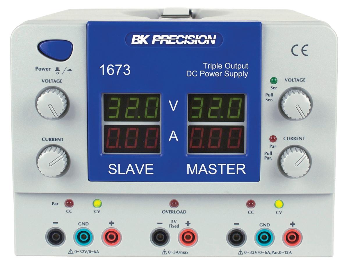 Produktfoto 1 von BK Precision 3-Kanal Digital  Labornetzgerät 400W, 5 V, 2 x 0 → 32 V / 3 A, 2 x 0 → 6 A, ISO-kalibriert