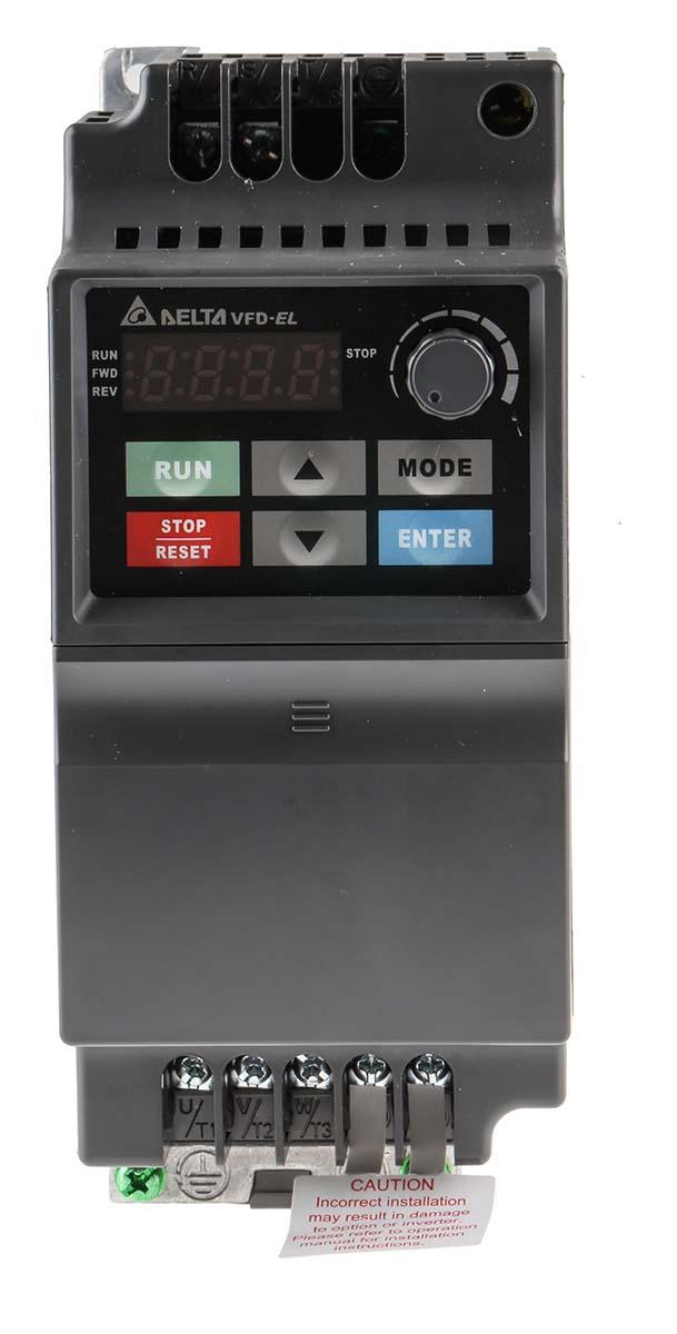 Produktfoto 1 von Delta Electronics VFD-EL, 1-Phasen Frequenzumrichter 0,75 kW, 230 V ac / 9,5 A 0 → 600 Hz für Wechselstrommotoren