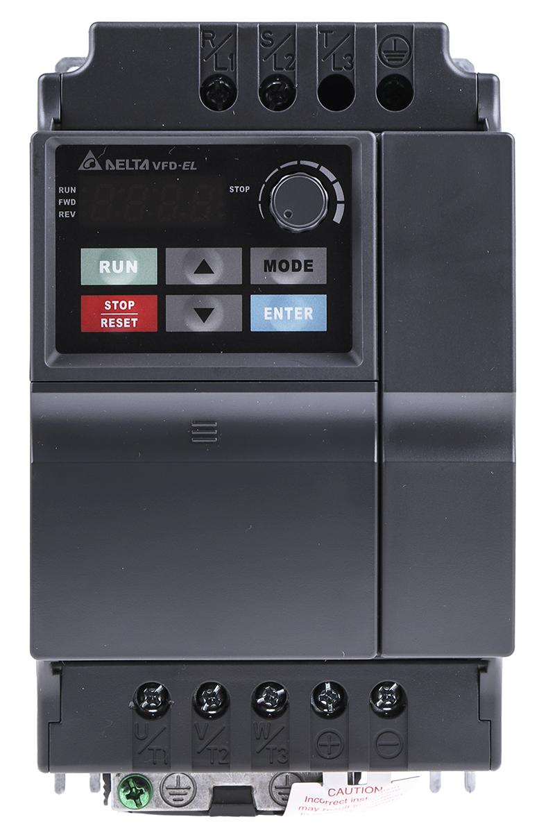 Delta Electronics VFD-EL, 1-Phasen Frequenzumrichter 2,2 kW, 230 V ac / 24 A 0 → 600 Hz für Wechselstrommotoren