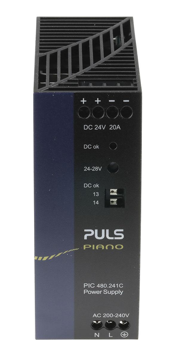 Produktfoto 1 von PULS PIANO Switch-Mode DIN-Schienen Netzteil 480W, 230V ac, 24V dc / 20A