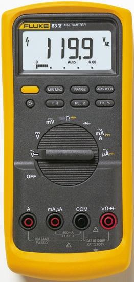 Produktfoto 1 von Fluke 83 Hand Digital-Multimeter, CAT III, CAT IV 1000V ac / 10A ac, 50MΩ, DKD/DAkkS-kalibriert