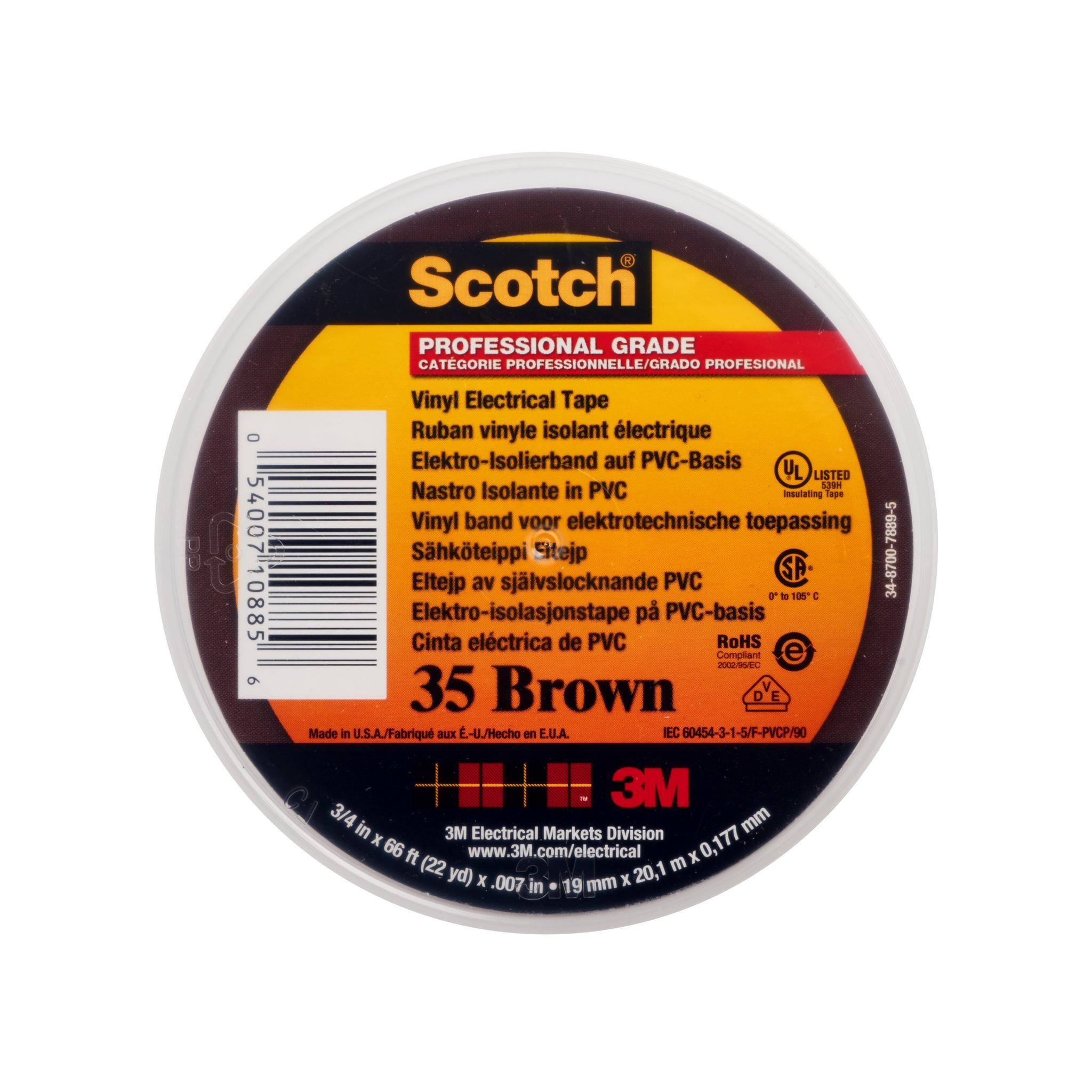 3M Scotch 35 Vinyl Electrical Color Coding Tape Isolierband, Vinyl bronzefarben, 0.18mm x 19mm x 20m