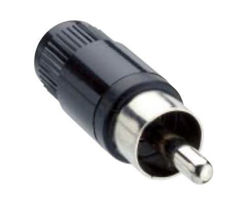 Lumberg Stecker Abgewinkelt Schwarz Cinchstecker, Kontakt vernickelt, 34 V ac/dc / 2A, Kabelmontage