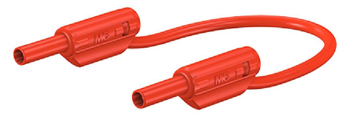 Produktfoto 1 von Staubli Messleitung 2 mm Stecker / Stecker, Rot PVC-isoliert 1m, 600V / 10A CAT II 600V