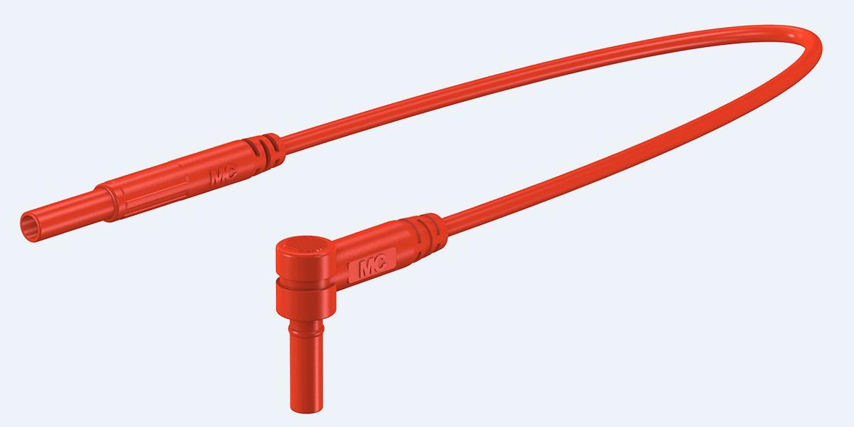 Produktfoto 1 von Staubli Messleitung 2 mm Stecker / Stecker, Rot PVC-isoliert 1m, 600V / 10A CAT III 600V