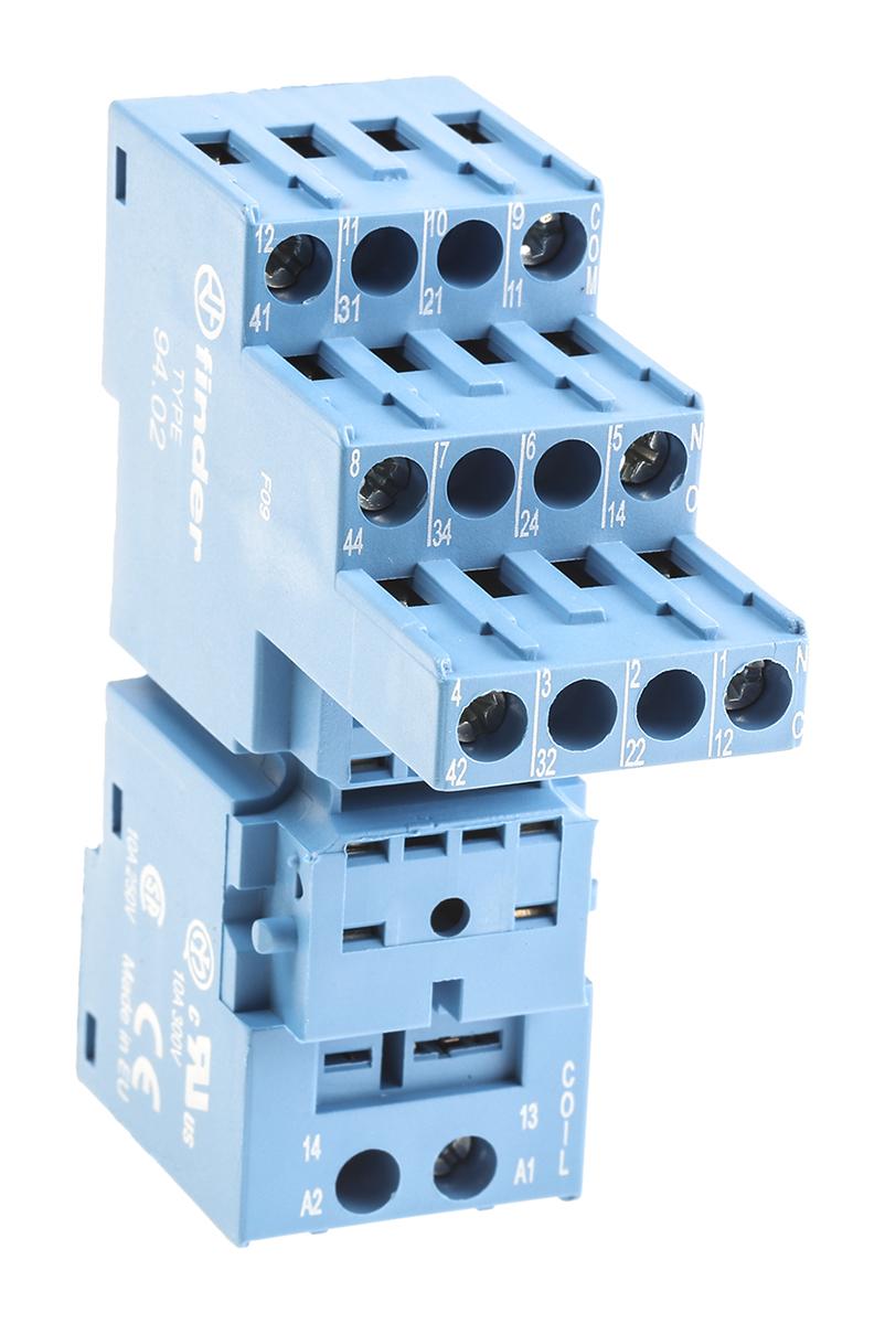 Produktfoto 1 von Finder Relaissockel zur Verwendung mit 55,32 94, 8 -Kontakt , DIN-Schienen, 250V ac