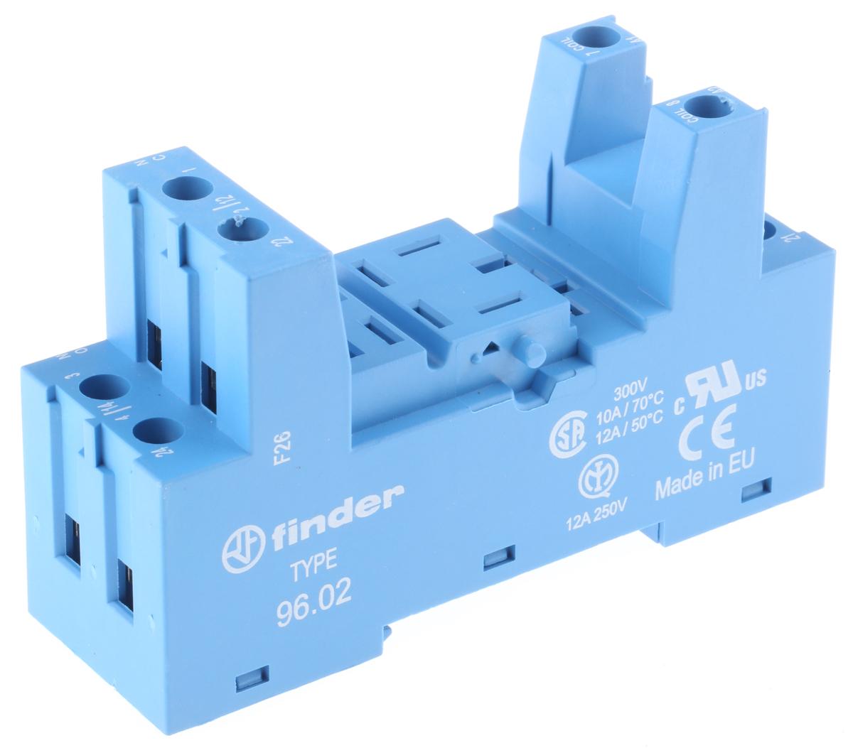 Produktfoto 1 von Finder Relaissockel zur Verwendung mit 56,32 96, 8 -Kontakt , DIN-Schienen, 250V ac