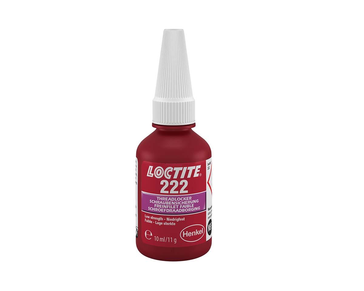 Produktfoto 1 von Loctite 222 Schraubensicherungsklebstoff anaerob Flüssig Lila , Flasche 10 ml, schwach aushärtend in 6 h