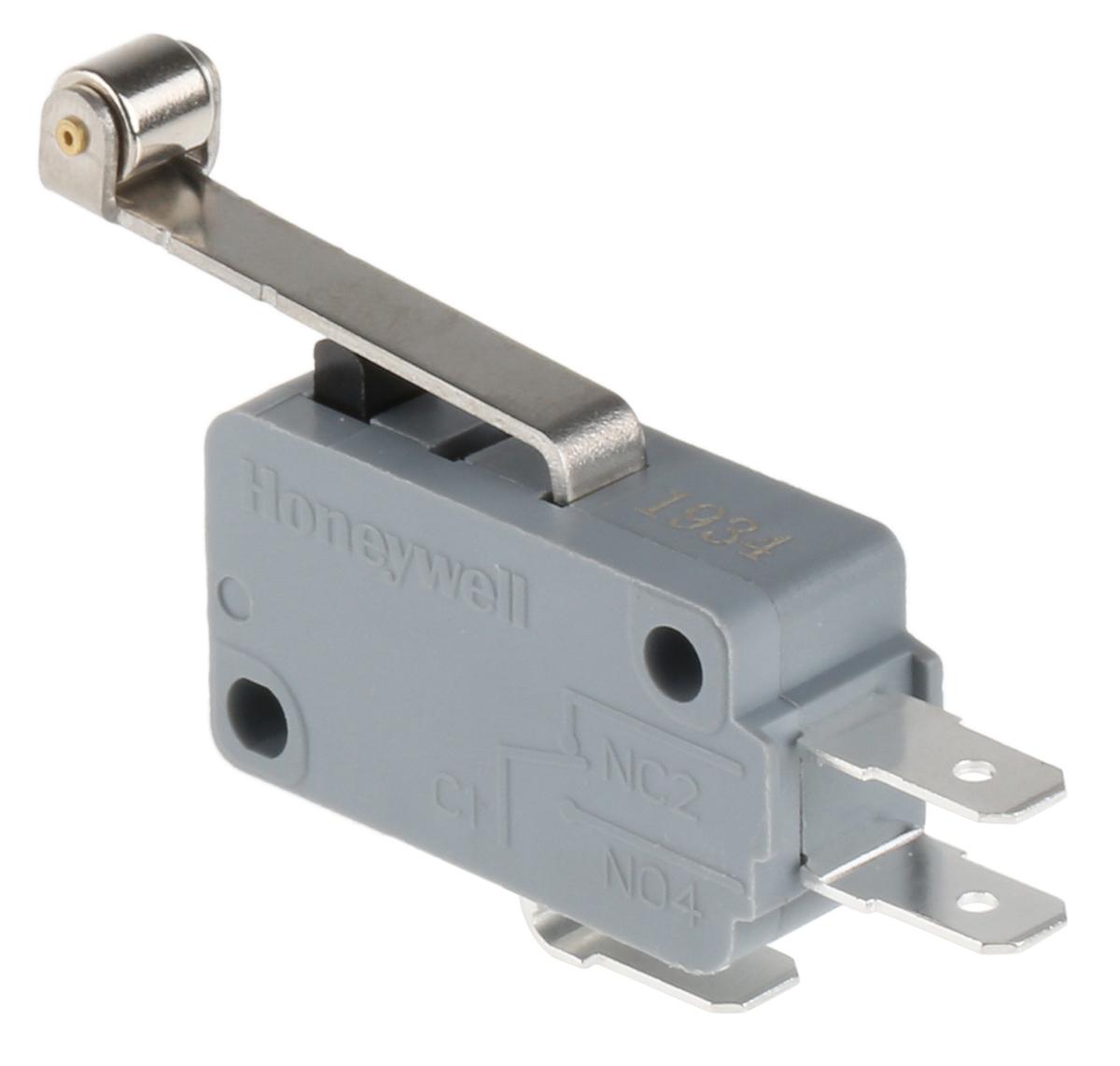 Honeywell Mikroschalter Rollenhebel-Betätiger Flachstecker, 16 A @ 250 V ac, 1-poliger Wechsler 0,98 N -25°C - +125°C