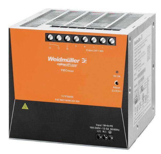 Produktfoto 1 von Weidmüller PRO MAX DIN-Schienen Netzteil 960W, 85 → 277V ac, 24V dc / 40A