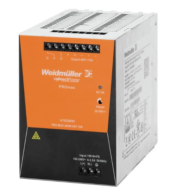 Produktfoto 1 von Weidmüller PRO MAX 3-Phasen Schaltnetzteile DIN-Schienen Netzteil 480W, 320 → 575V ac, 24V dc / 20A