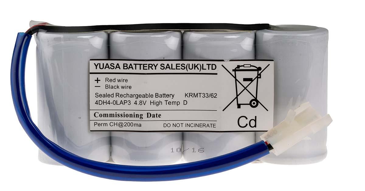 Yuasa YU-Lite NiCd NiCd Akkupack, 4-Zellen D 4.8V / 4Ah, Draht-Anschluss