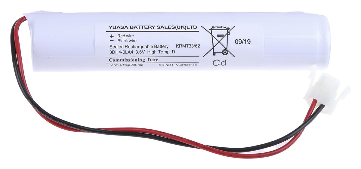 Yuasa YU-Lite NiCd NiCd Akkupack, 3-Zellen D 3.6V / 4Ah, Draht-Anschluss