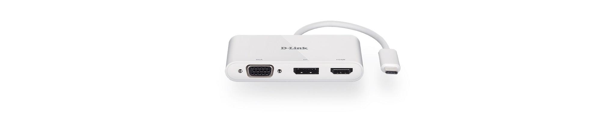 Produktfoto 1 von D-Link Docking-Station, USB-C, USB 3.0, mit HDMI, VGA, 1 x USB Ports USB C-Anschl. 3 Displays