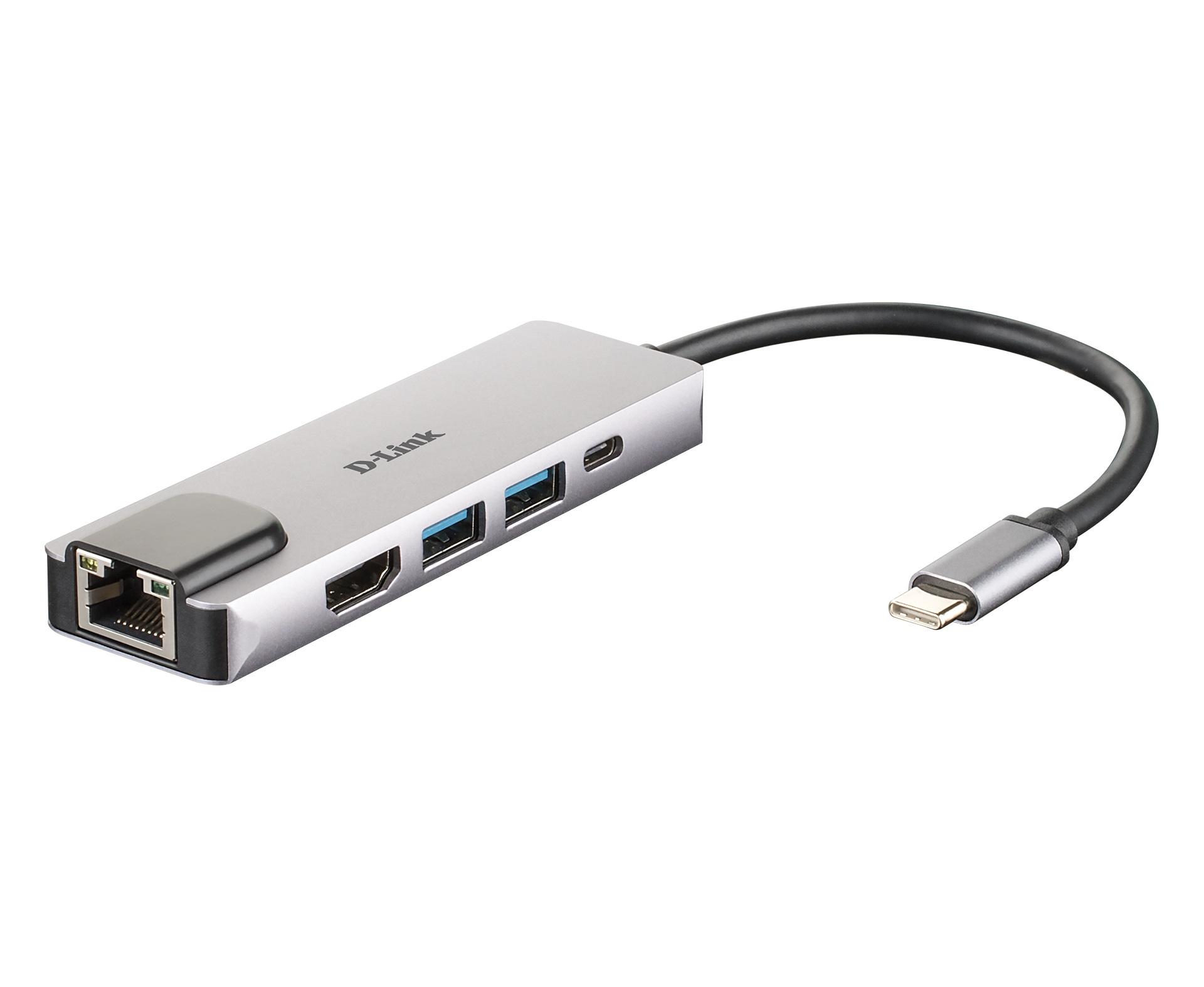 Produktfoto 1 von D-Link, USB 3.0 USB-Hub, 2 USB Ports, USB C, RJ45, USB, 103 x 31 x 11mm