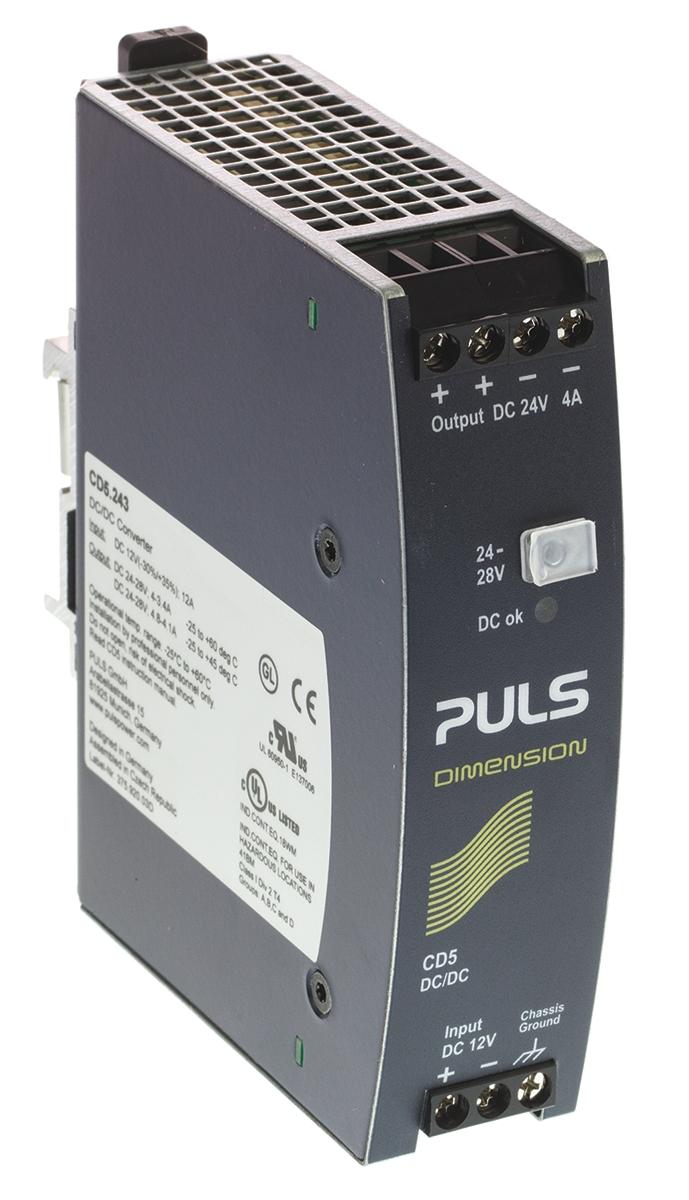 Produktfoto 1 von PULS DIMENSION-CD DC/DC-Wandler 96W 12 V dc IN, 24V dc OUT / 4A 1.5kV dc isoliert