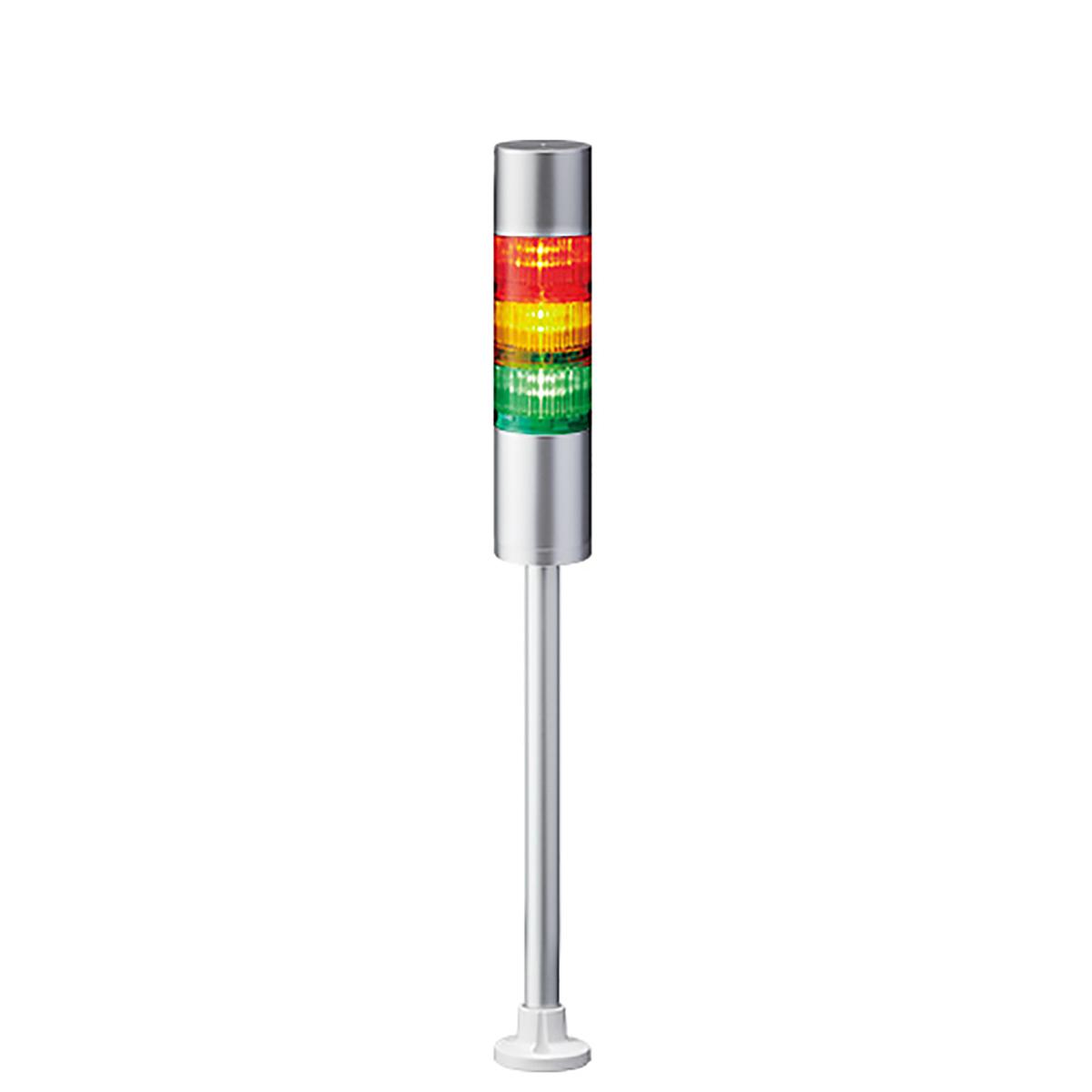 Produktfoto 1 von Patlite LR6 LED Signalturm 3-stufig mehrfarbig LED Rot/Gelb/Grün + Summer Blitz, Dauer 543.5mm Multifunktion