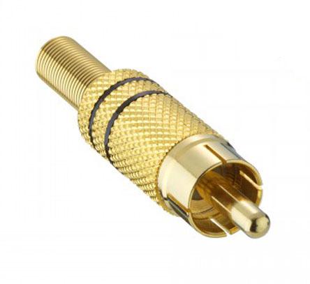 Produktfoto 1 von Lumberg Stecker Abgewinkelt Schwarz, Gold Cinchstecker, Kontakt vergoldet, 24 V dc / 5A