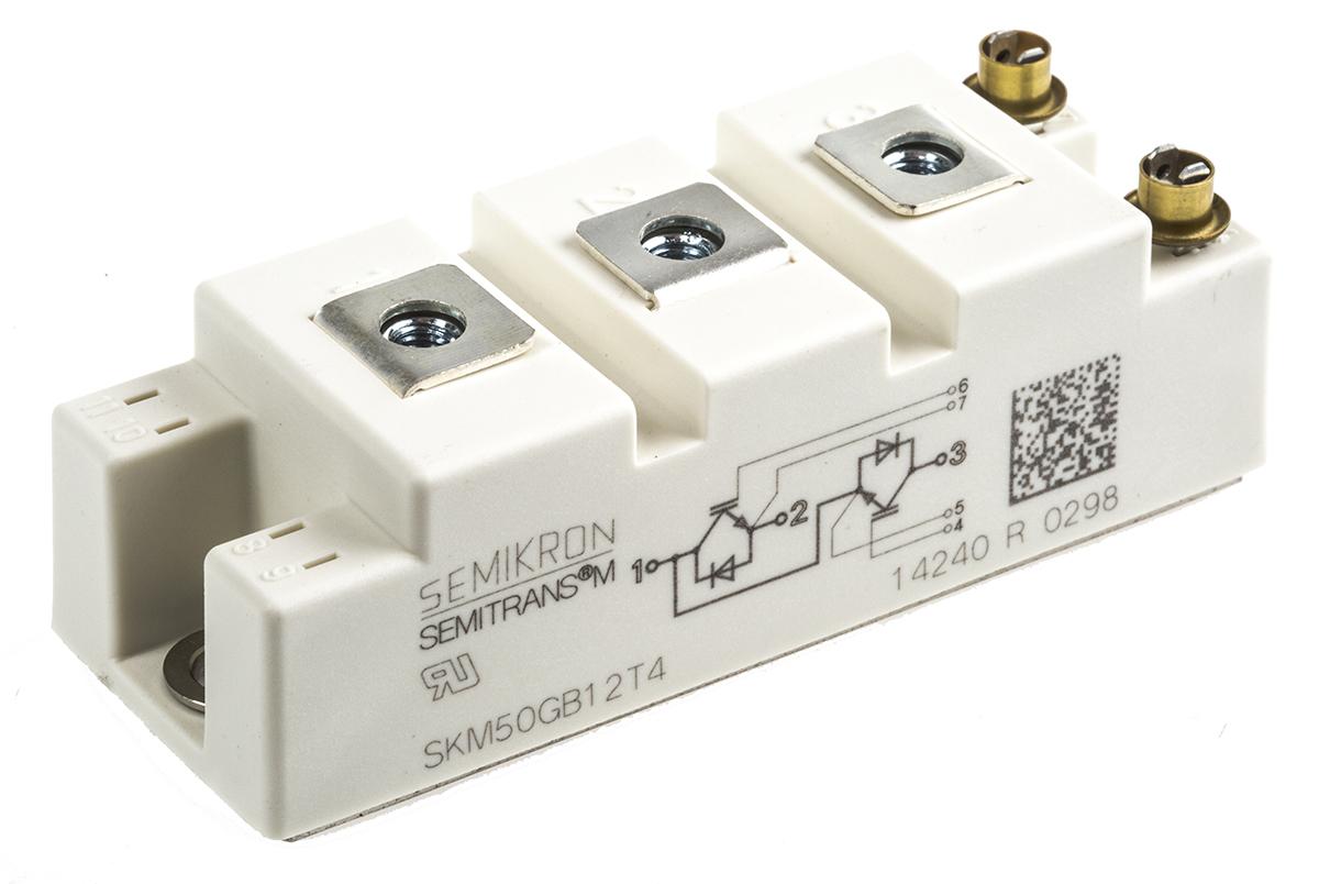 Produktfoto 1 von Semikron IGBT-Modul / 81 A ±20V max., 1200 V, 7-Pin SEMITRANS2 N-Kanal