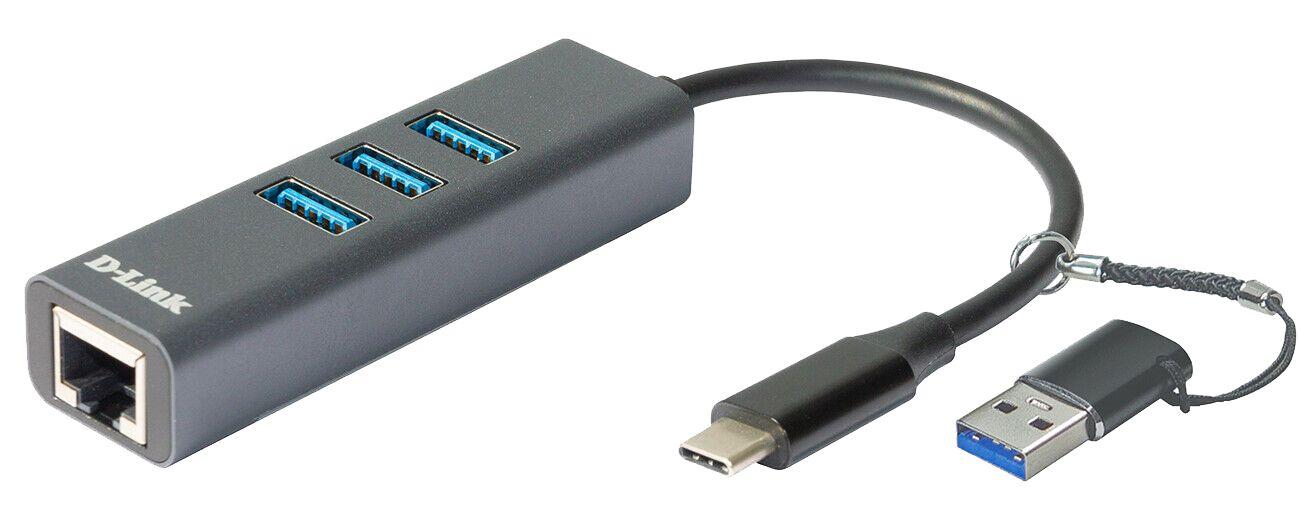 Produktfoto 1 von D-Link USB-Ethernet-Adapter Buchse USB C A RJ45 B USB C Anschluss 5