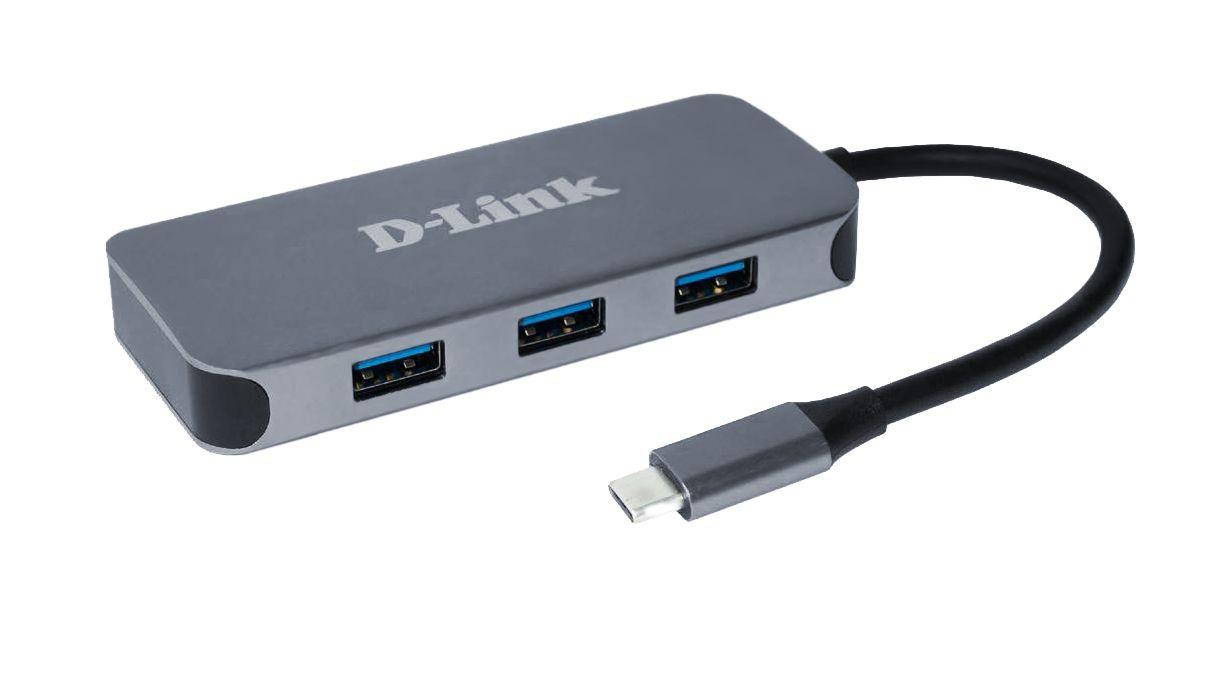 Produktfoto 1 von D-Link, USB 1.1, USB 2.0, USB 3.0 USB-C-Hub, 4 USB Ports, USB C, USB, USB-Bus, 103 x 45.5 x 15mm