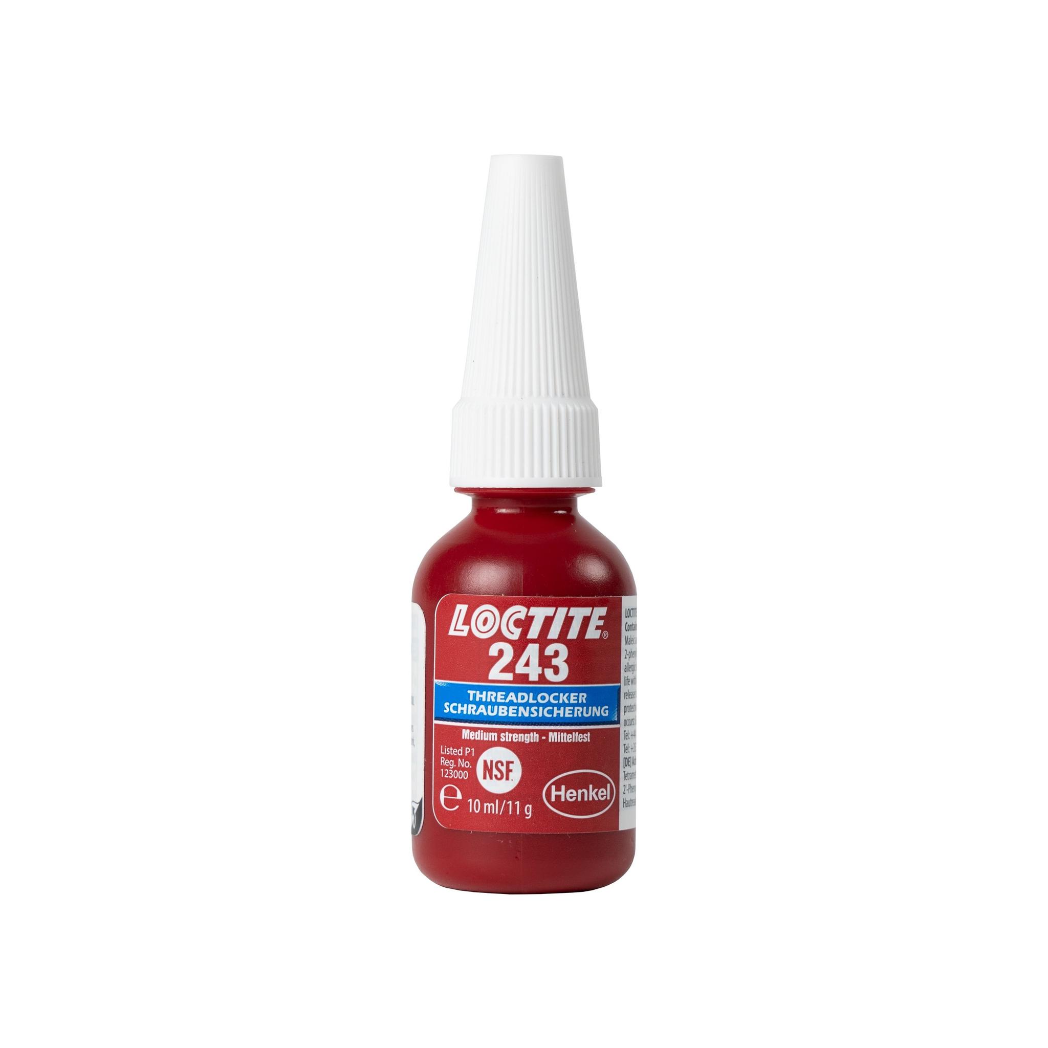 Produktfoto 1 von Loctite 243 Schraubensicherungsklebstoff anaerob Flüssig Blau , Flasche 10 ml, Mittelfest aushärtend in 2 h