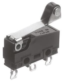 Produktfoto 1 von Panasonic Mikroschalter Rollenhebel-Betätiger Lötanschluss, 100 mA @ 30 V dc, 1-poliger Wechsler 0,59 N -25°C - +85°C