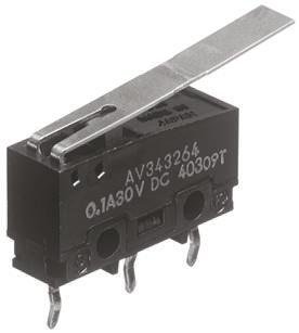 Produktfoto 1 von Panasonic Mikroschalter Scharnierhebel lang-Betätiger PCB, 5 A @ 250 V ac, 1-poliger Wechsler 0,44 N -25°C - +85°C