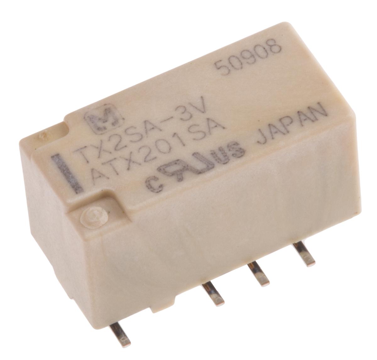 Panasonic G6K Signalrelais SMD Printrelais, 3V dc Spule, 2-poliger Wechsler, 2A / 220V, SMD