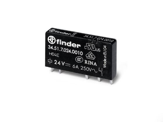 Finder Monostabiles Relais, für DIN-Schienen 1-poliger Wechsler 6A 12V dc Spule / 170mW