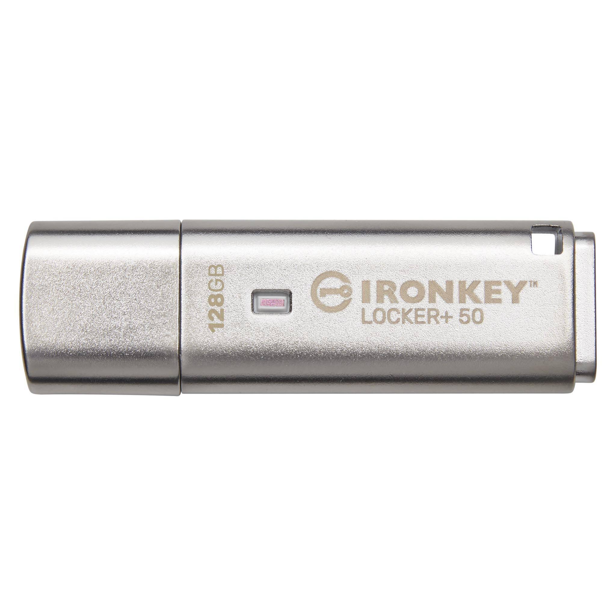 Kingston 3D TLC, USB-Stick, 128 GB, USB 3.2, AES-XTS-Modus, IRONKEY LOCKER+ 50