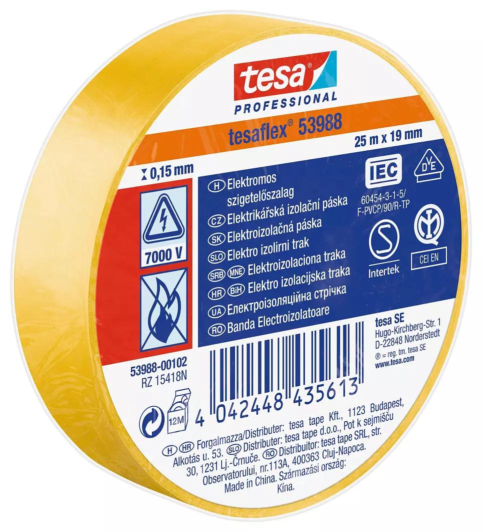 Produktfoto 1 von Tesa 53988 Isolierband, PVC Gelb, 0.15mm x 19mm x 25m, 0°C bis +90°C